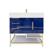 Moreno Bath BETHANYFS36-L Bethany 36'' Freestanding Art Deco Bathroom Vanity Set with Reinforced Acrylic Sink Top (Left Side Drawers) - view 9