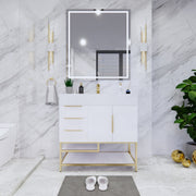 Moreno Bath BETHANYFS36-L Bethany 36'' Freestanding Art Deco Bathroom Vanity Set with Reinforced Acrylic Sink Top (Left Side Drawers) - view 2