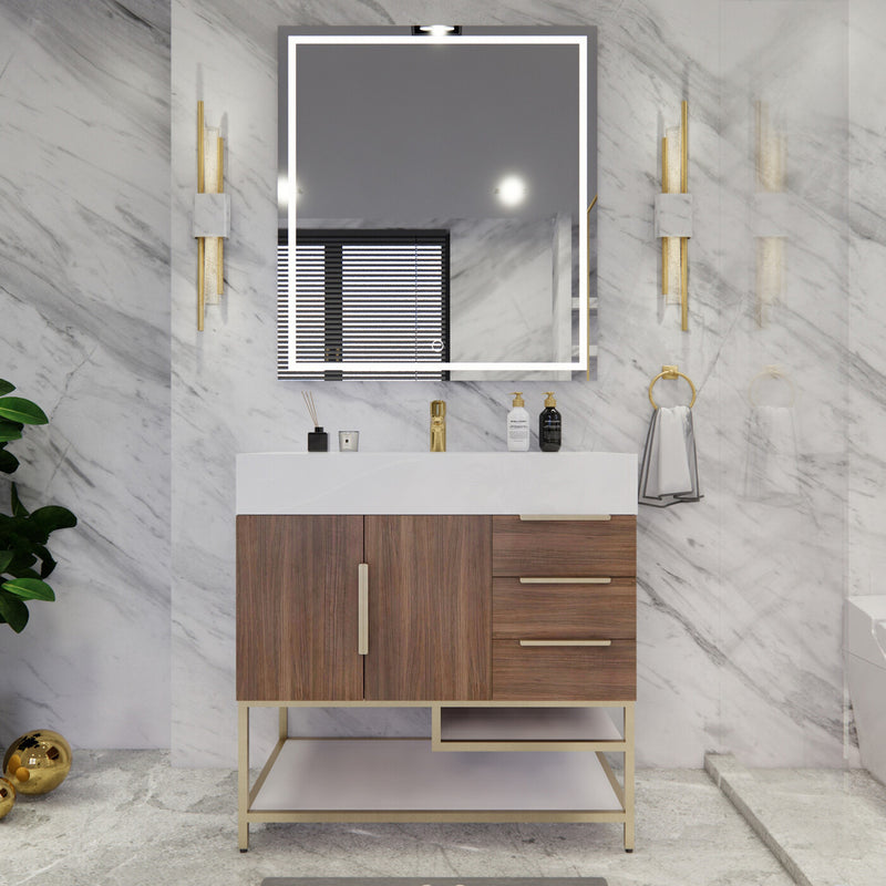 Moreno Bath BETHANYFS36-R Bethany 36'' Freestanding Art Deco Bathroom Vanity Set with Reinforced Acrylic Sink Top (Right Side Drawers) - view 8