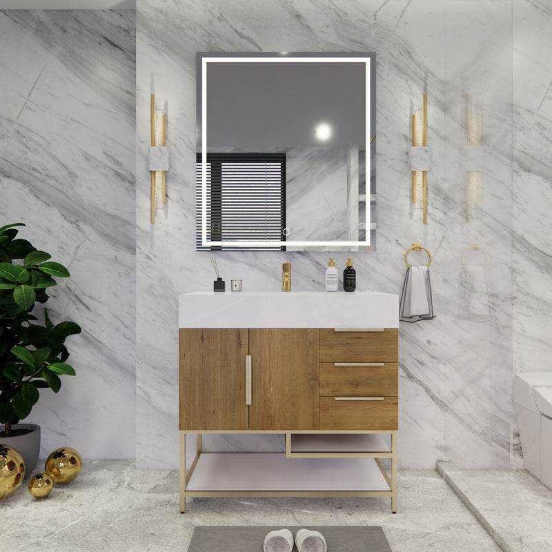 Moreno Bath BETHANYFS36-R Bethany 36'' Freestanding Art Deco Bathroom Vanity Set with Reinforced Acrylic Sink Top (Right Side Drawers) - view 4