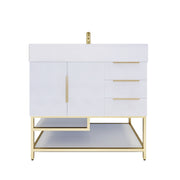 Moreno Bath BETHANYFS36-R Bethany 36'' Freestanding Art Deco Bathroom Vanity Set with Reinforced Acrylic Sink Top (Right Side Drawers) - view 9
