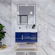Moreno Bath BETHANYFS36-R Bethany 36'' Freestanding Art Deco Bathroom Vanity Set with Reinforced Acrylic Sink Top (Right Side Drawers) - view 5