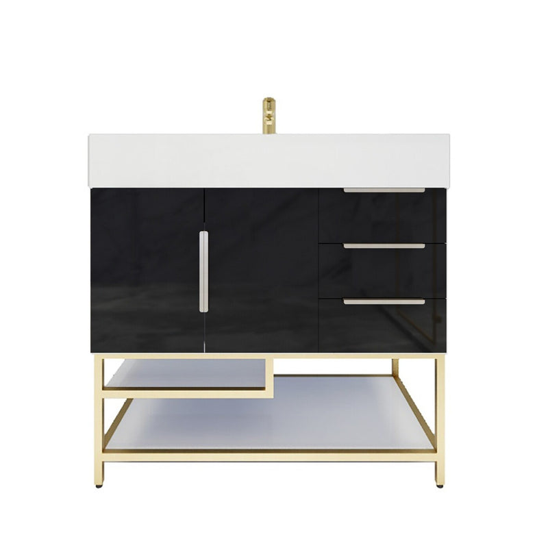 Moreno Bath BETHANYFS36-R Bethany 36'' Freestanding Art Deco Bathroom Vanity Set with Reinforced Acrylic Sink Top (Right Side Drawers) - view 10