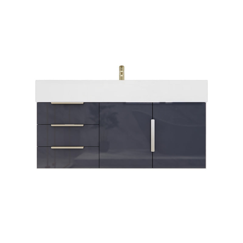 Moreno Bath BETHANY42-L Bethany 42'' Floating Art Deco Bathroom Vanity Set with Reinforced Acrylic Sink Top (Left Side Drawers)