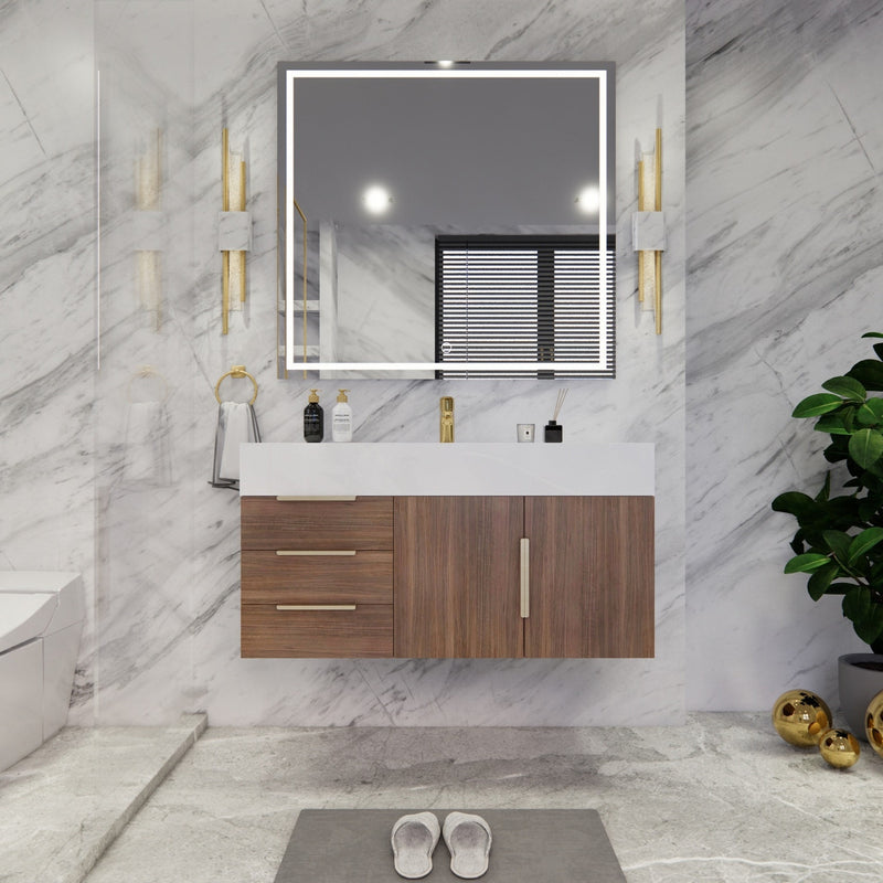 Moreno Bath BETHANY42-L Bethany 42'' Floating Art Deco Bathroom Vanity Set with Reinforced Acrylic Sink Top (Left Side Drawers) - view 7