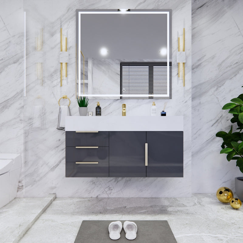 Moreno Bath BETHANY42-L Bethany 42'' Floating Art Deco Bathroom Vanity Set with Reinforced Acrylic Sink Top (Left Side Drawers) - view 15