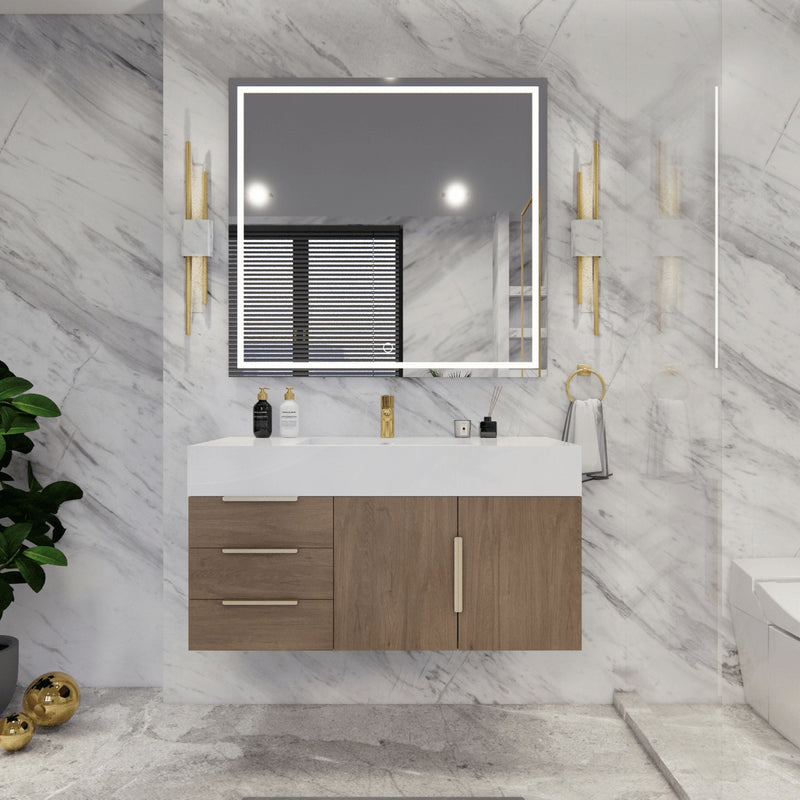 Moreno Bath BETHANY42-L Bethany 42'' Floating Art Deco Bathroom Vanity Set with Reinforced Acrylic Sink Top (Left Side Drawers) - view 14