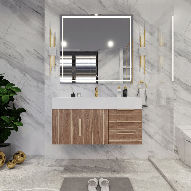 Moreno Bath BETHANY42-R Bethany 42'' Floating Art Deco Bathroom Vanity Set with Reinforced Acrylic Sink Top (Right Side Drawers) - view 12