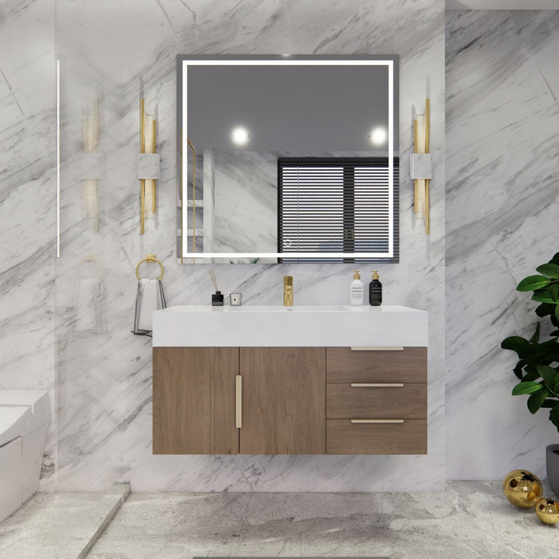 Moreno Bath BETHANY42-R Bethany 42'' Floating Art Deco Bathroom Vanity Set with Reinforced Acrylic Sink Top (Right Side Drawers) - view 14