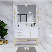 Moreno Bath BETHANYFS42-L Bethany 42'' Freestanding Art Deco Bathroom Vanity Set with Reinforced Acrylic Sink Top (Left Side Drawers) - view 3