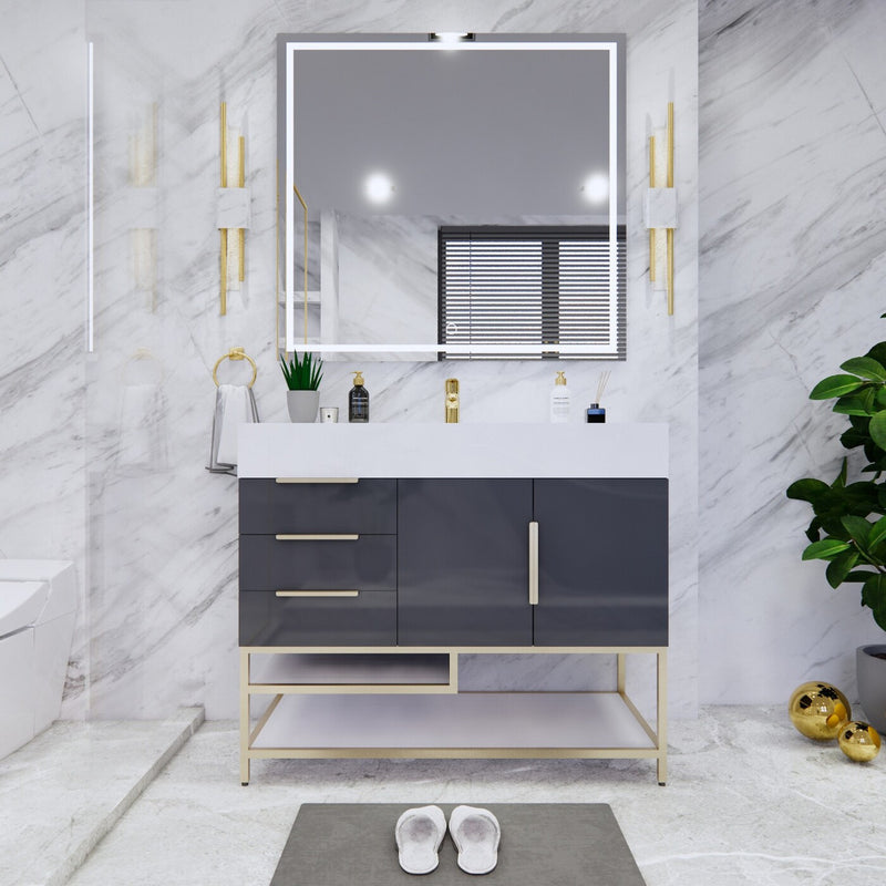Moreno Bath BETHANYFS42-L Bethany 42'' Freestanding Art Deco Bathroom Vanity Set with Reinforced Acrylic Sink Top (Left Side Drawers) - view 2