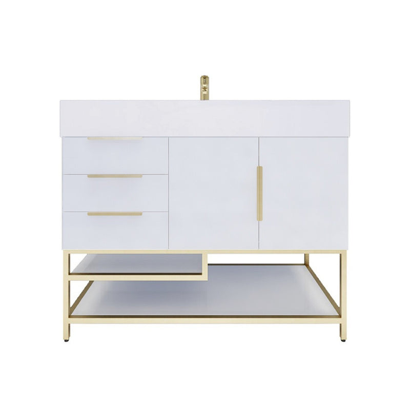 Moreno Bath BETHANYFS42-L Bethany 42'' Freestanding Art Deco Bathroom Vanity Set with Reinforced Acrylic Sink Top (Left Side Drawers) - view 9
