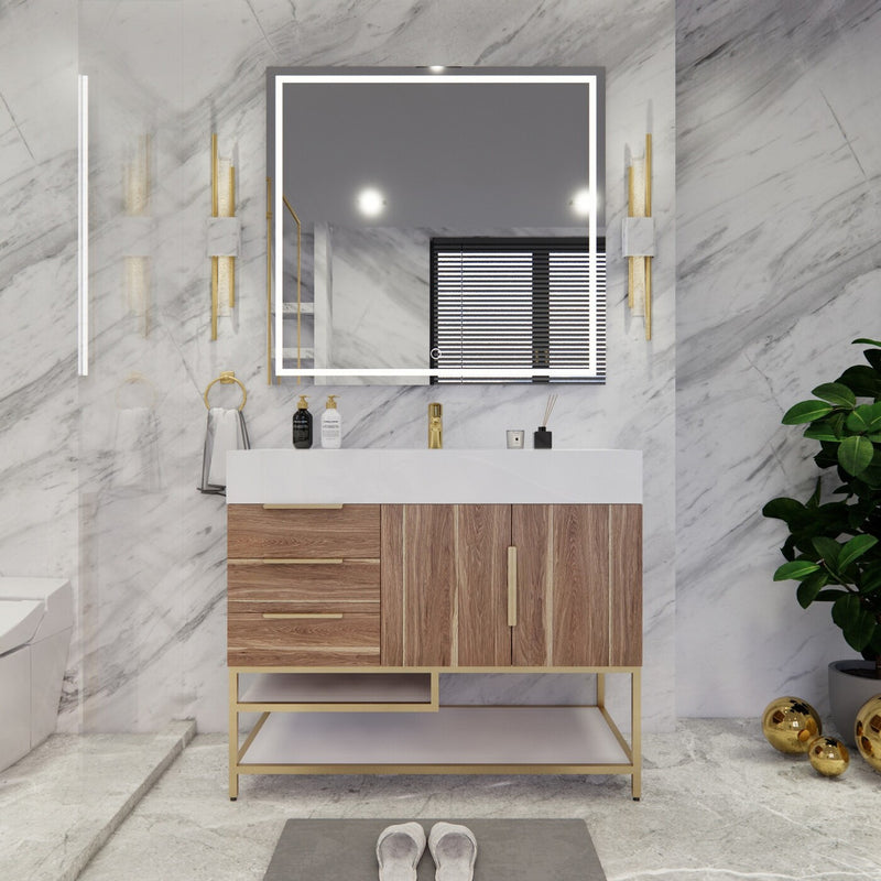 Moreno Bath BETHANYFS42-L Bethany 42'' Freestanding Art Deco Bathroom Vanity Set with Reinforced Acrylic Sink Top (Left Side Drawers) - view 6