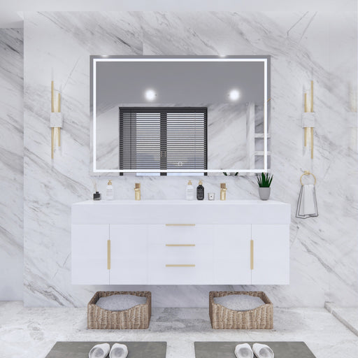 Moreno Bath BETHANY60D Bethany 60'' Floating Art Deco Bathroom Vanity Set with Reinforced Acrylic Double Sink Top - view 2
