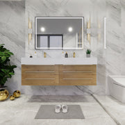 Moreno Bath BETHANY60DD Bethany 60'' Floating Art Deco Bathroom Vanity Set with Reinforced Acrylic Double Vanity Double Sink Top - view 3