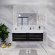 Moreno Bath BETHANY60DD Bethany 60'' Floating Art Deco Double Vanity with Double Sink Top