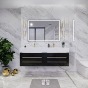 Moreno Bath BETHANY60DD Bethany 60'' Floating Art Deco Bathroom Vanity Set with Reinforced Acrylic Double Vanity Double Sink Top - view 11