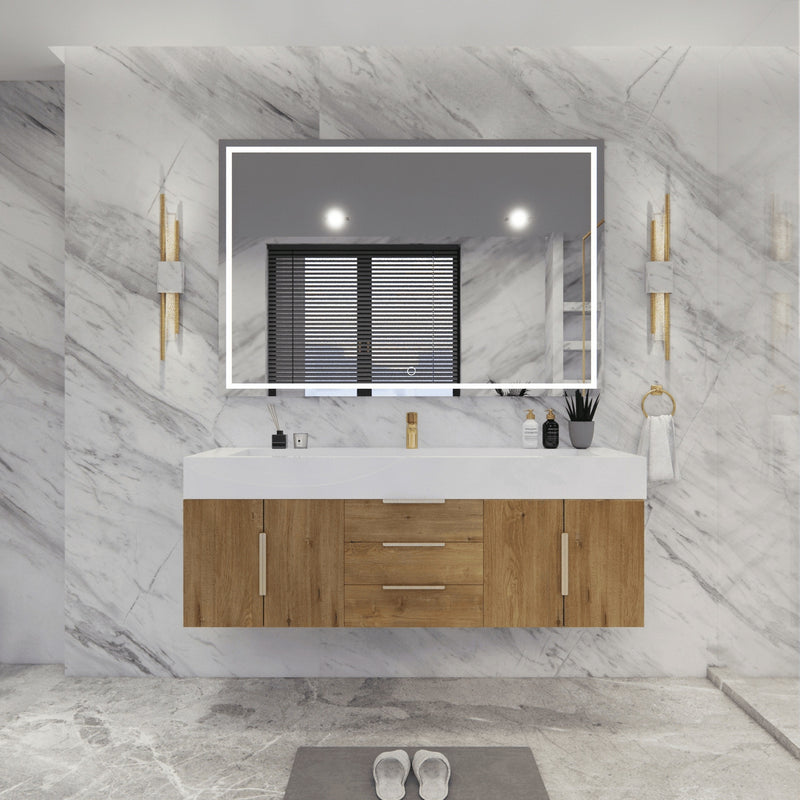 Moreno Bath BETHANY60S Bethany 60'' Floating Art Deco Bathroom Vanity Set with Reinforced Acrylic Single Sink Top - view 13