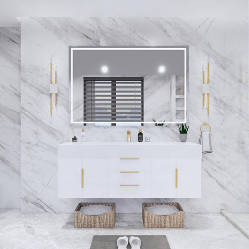 Moreno Bath BETHANY60S Bethany 60'' Floating Art Deco Bathroom Vanity Set with Reinforced Acrylic Single Sink Top - view 2