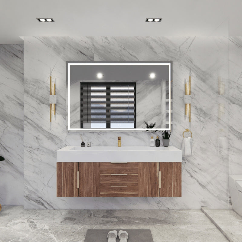 Moreno Bath BETHANY60S Bethany 60'' Floating Art Deco Bathroom Vanity Set with Reinforced Acrylic Single Sink Top - view 14
