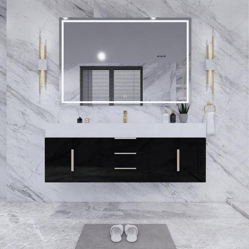 Moreno Bath BETHANY60S Bethany 60'' Floating Art Deco Bathroom Vanity Set with Reinforced Acrylic Single Sink Top