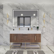 Moreno Bath BETHANYFS60D Bethany 60'' Freestanding Art Deco Bathroom Vanity Set with Reinforced Acrylic Double Sink Top - view 6