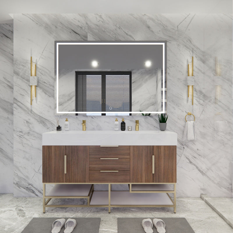 Moreno Bath BETHANYFS60D Bethany 60'' Freestanding Art Deco Bathroom Vanity Set with Reinforced Acrylic Double Sink Top - view 6