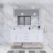 Moreno Bath BETHANYFS60D Bethany 60'' Freestanding Art Deco Bathroom Vanity Set with Reinforced Acrylic Double Sink Top - view 4
