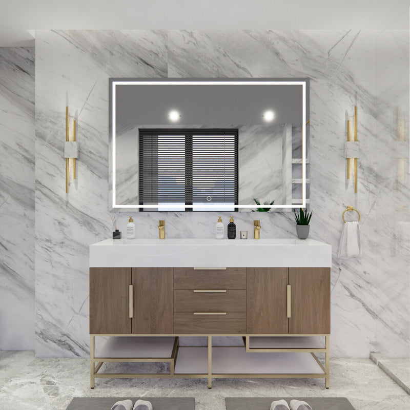 Moreno Bath BETHANYFS60D Bethany 60'' Freestanding Art Deco Bathroom Vanity Set with Reinforced Acrylic Double Sink Top - view 5