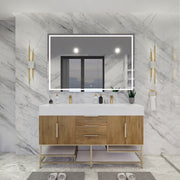 Moreno Bath BETHANYFS60D Bethany 60'' Freestanding Art Deco Bathroom Vanity Set with Reinforced Acrylic Double Sink Top - view 8