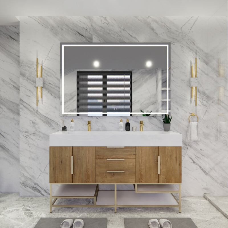 Moreno Bath BETHANYFS60D Bethany 60'' Freestanding Art Deco Bathroom Vanity Set with Reinforced Acrylic Double Sink Top - view 8