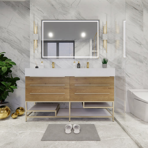 Moreno Bath BETHANYFS60DD Bethany 60'' Freestanding Art Deco Bathroom Vanity Set with Reinforced Acrylic Double Vanity Double Sink Top - view 2