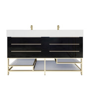 Moreno Bath BETHANYFS60DD Bethany 60'' Freestanding Art Deco Bathroom Vanity Set with Reinforced Acrylic Double Vanity Double Sink Top - view 8