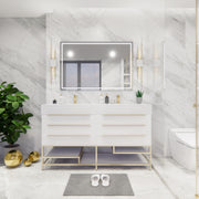 Moreno Bath BETHANYFS60DD Bethany 60'' Freestanding Art Deco Bathroom Vanity Set with Reinforced Acrylic Double Vanity Double Sink Top - view 6