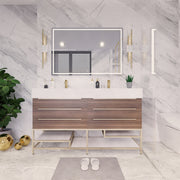 Moreno Bath BETHANYFS60DD Bethany 60'' Freestanding Art Deco Bathroom Vanity Set with Reinforced Acrylic Double Vanity Double Sink Top - view 5