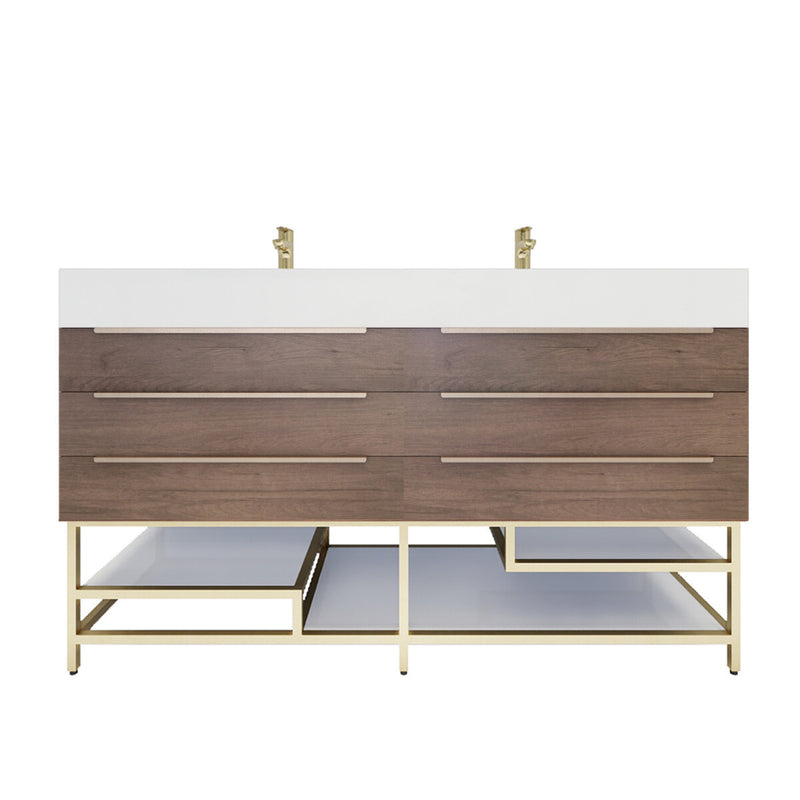 Moreno Bath BETHANYFS60DD Bethany 60'' Freestanding Art Deco Bathroom Vanity Set with Reinforced Acrylic Double Vanity Double Sink Top - view 9