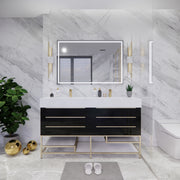 Moreno Bath BETHANYFS60DD Bethany 60'' Freestanding Art Deco Double Vanity with Double Sink Top
