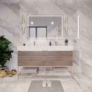 Moreno Bath BETHANYFS60DD Bethany 60'' Freestanding Art Deco Bathroom Vanity Set with Reinforced Acrylic Double Vanity Double Sink Top - view 4