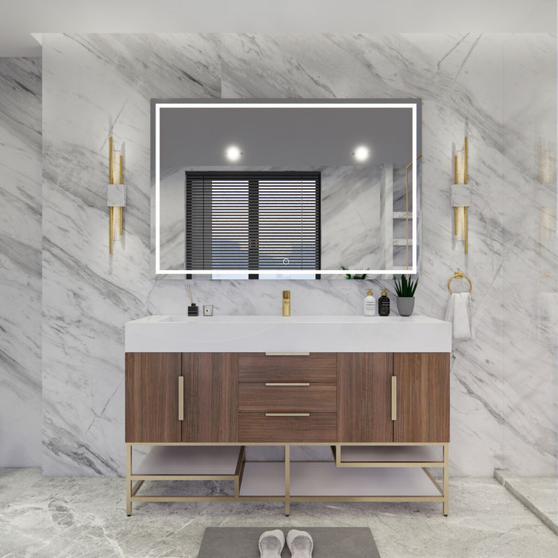 Moreno Bath BETHANYFS60S Bethany 60'' Freestanding Art Deco Bathroom Vanity Set with Reinforced Acrylic Single Sink Top - view 8