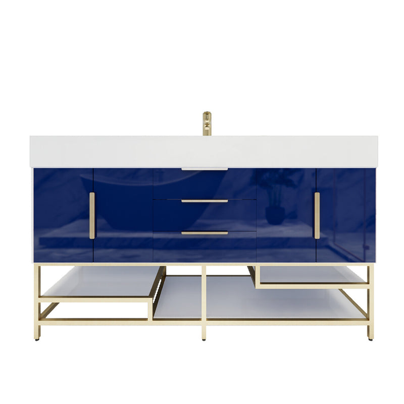 Moreno Bath BETHANYFS60S Bethany 60'' Freestanding Art Deco Bathroom Vanity Set with Reinforced Acrylic Single Sink Top - view 10
