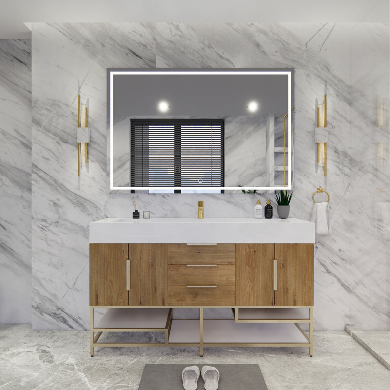 Moreno Bath BETHANYFS60S Bethany 60'' Freestanding Art Deco Bathroom Vanity Set with Reinforced Acrylic Single Sink Top - view 7