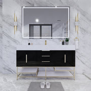 Moreno Bath BETHANYFS60S Bethany 60'' Freestanding Art Deco Bathroom Vanity Set with Reinforced Acrylic Single Sink Top - view 4