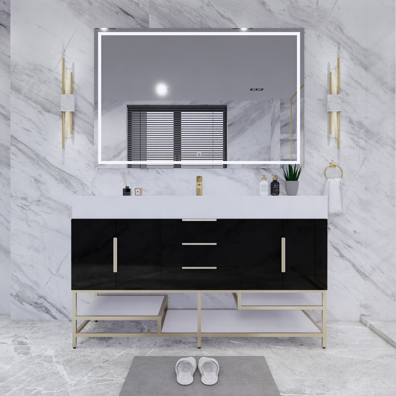Moreno Bath BETHANYFS60S Bethany 60'' Freestanding Art Deco Bathroom Vanity Set with Reinforced Acrylic Single Sink Top - view 4