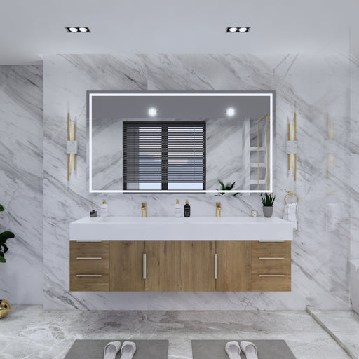 Moreno Bath BETHANY72DD Bethany 72'' Floating Art Deco Double Vanity with Double Sink Top