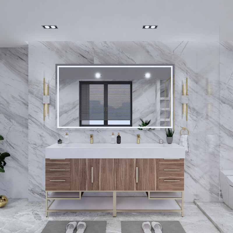 Moreno Bath BETHANYFS72DD Bethany 72'' Freestanding Art Deco Double Vanity with Double Sink Top