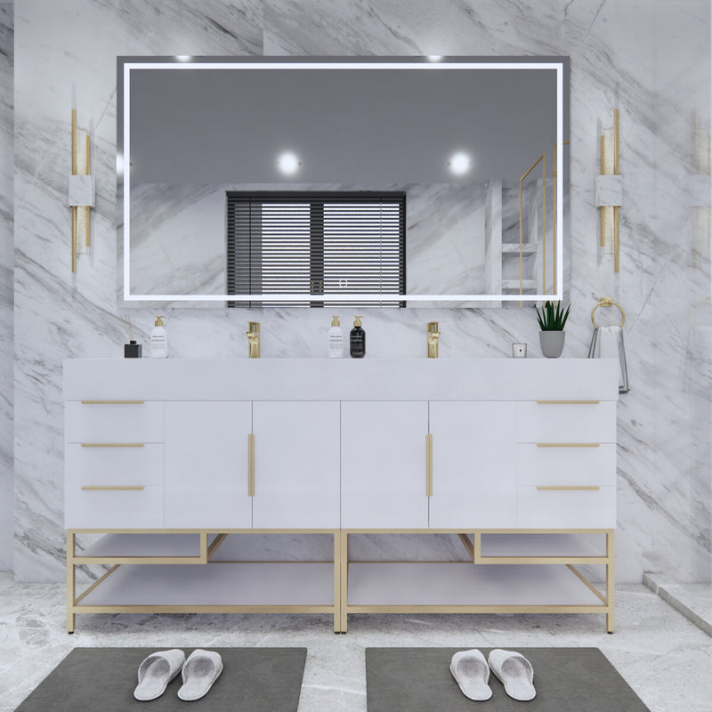 Moreno Bath BETHANYFS72DD Bethany 72'' Freestanding Art Deco Bathroom Vanity Set with Reinforced Acrylic Double Sink Top (72DD) - view 8