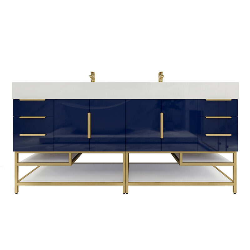 Moreno Bath BETHANYFS72DD Bethany 72'' Freestanding Art Deco Bathroom Vanity Set with Reinforced Acrylic Double Sink Top (72DD) - view 9