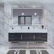 Moreno Bath BETHANYFS72DD Bethany 72'' Freestanding Art Deco Bathroom Vanity Set with Reinforced Acrylic Double Sink Top (72DD) - view 2