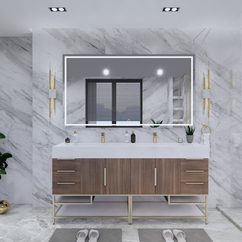 Moreno Bath BETHANYFS72DD Bethany 72'' Freestanding Art Deco Bathroom Vanity Set with Reinforced Acrylic Double Sink Top (72DD) - view 5