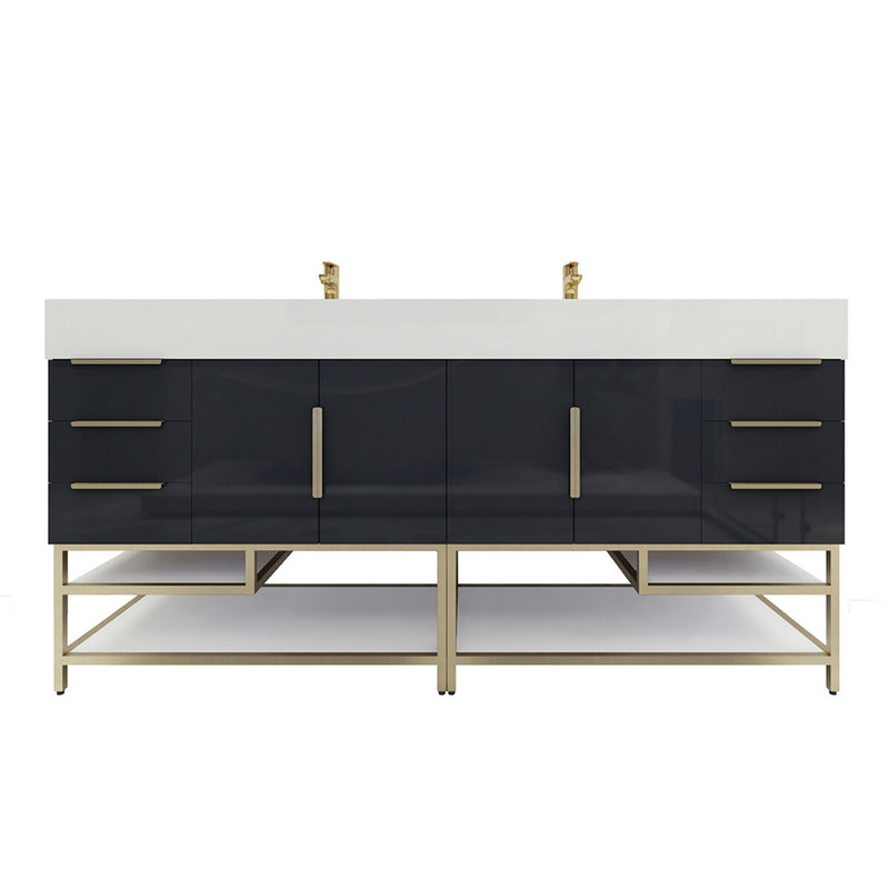 Moreno Bath BETHANYFS72DD Bethany 72'' Freestanding Art Deco Bathroom Vanity Set with Reinforced Acrylic Double Sink Top (72DD) - view 10